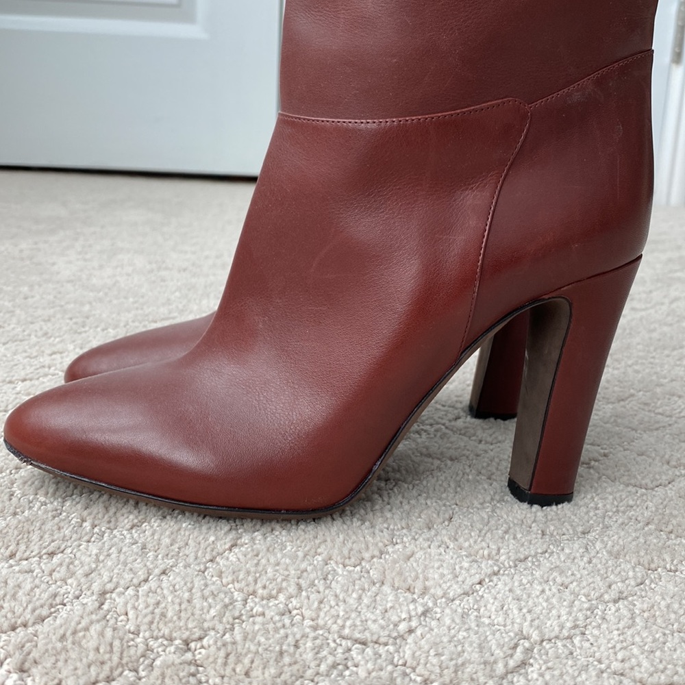 Valentino Brown Leather Knee-High Heeled Boots - Picture 5 of 8